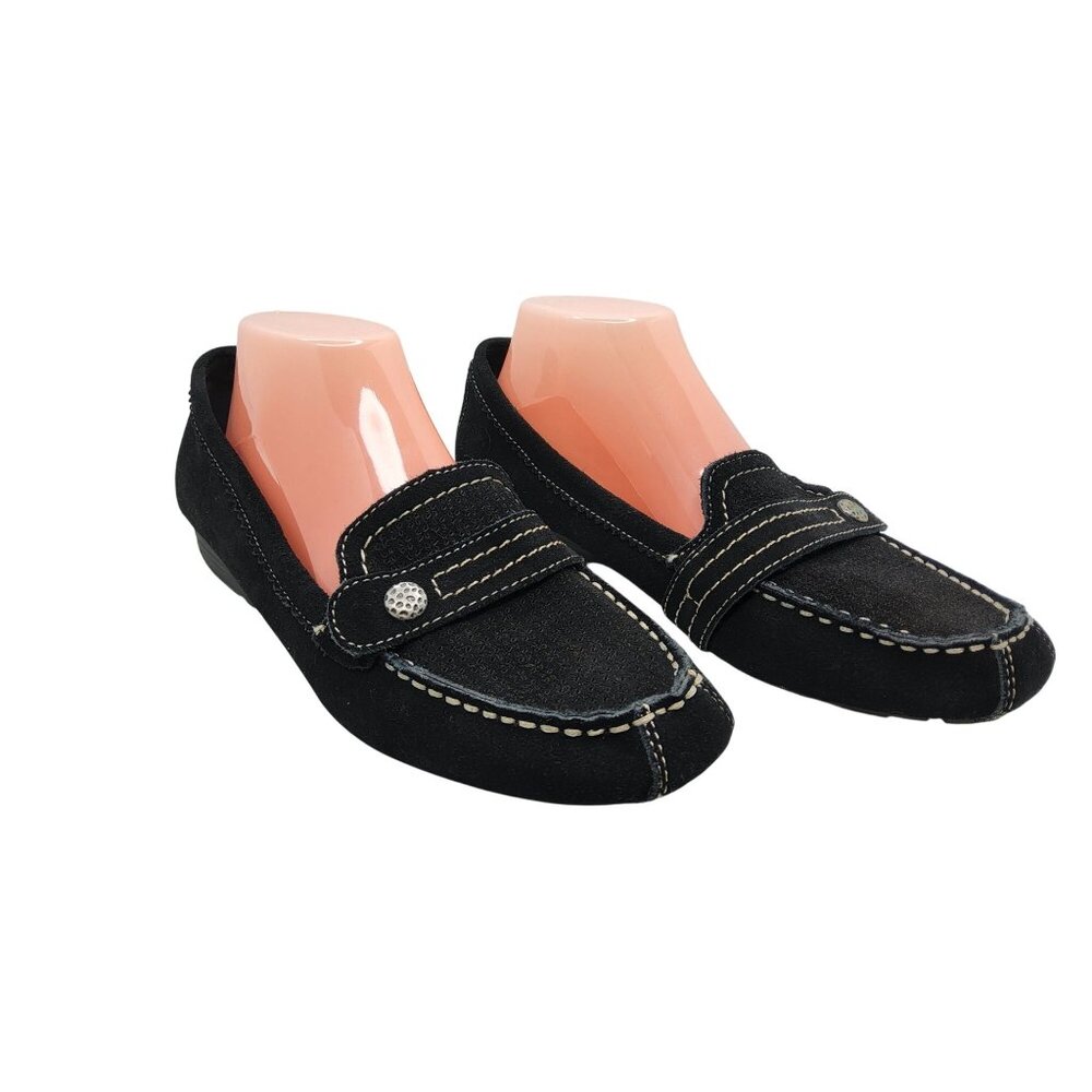 Baretraps Womens Posture + Oakes Black Leather Stitch Desing Driving Shoes